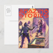 Vintage Sci-Fi-Kunst Roboter Postkarte (Vorne/Hinten)