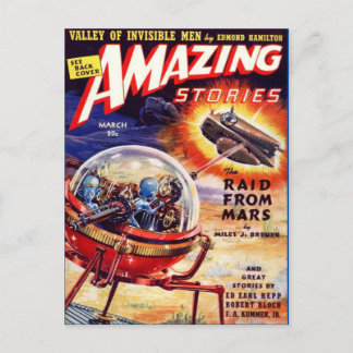 Vintage Sci-Fi-Kunst: Überfall vom Mars Postkarte