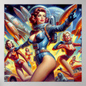 Vintage-Sci-Fi-Mädchen Poster (Vorne)