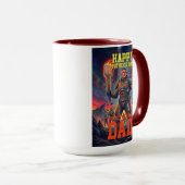 Vintage Sci-Fi Tactical Grill Soldier Parody Tasse (VorderseiteRechts)