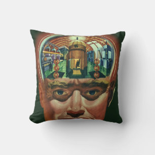 Vintage Science Fiction, Alien Brain im Labor Kissen