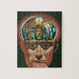 Vintage Science Fiction, Alien Brain im Labor Puzzle