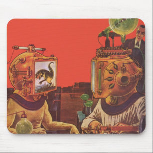Vintage Science-Fiction, Alien-Dampf-Punk-Helme Mousepad