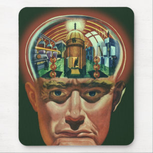 Vintage-Science-Fiction, Alien-Gehirn im Labor Mousepad