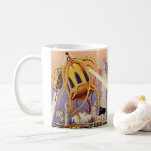 Vintage-Science-Fiction-Alien-Kriegsinvasion Oktop Kaffeetasse