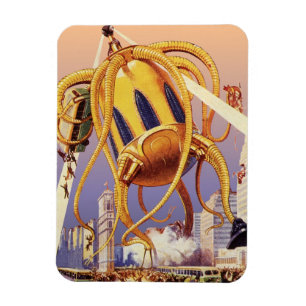 Vintage-Science-Fiction-Alien-Kriegsinvasion-Oktop Magnet