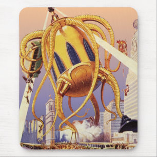 Vintage-Science-Fiction-Alien-Kriegsinvasion-Oktop Mousepad