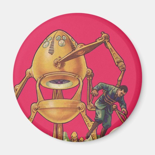 Vintage Science Fiction Alien Robot Captures Man Magnet (Vorne)