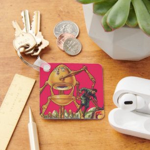 Vintage Science Fiction Alien Robot Captures Man Schlüsselanhänger