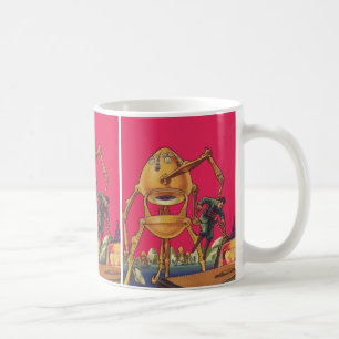 Vintage Science-Fiction-Alien-Roboter entführt Man Kaffeetasse