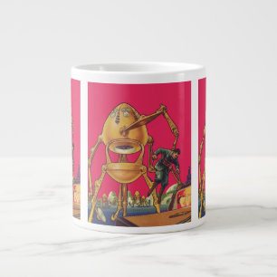 Vintage-Science-Fiction-Alien-Roboter ergreift Man Jumbo-Tasse