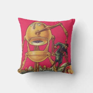 Vintage-Science-Fiction-Alien-Roboter ergreift Man Kissen