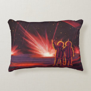 Vintage Science-Fiction-Alien roter Planet Explosi Dekokissen