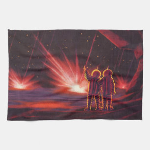 Vintage Science-Fiction-Alien roter Planet Explosi Handtuch