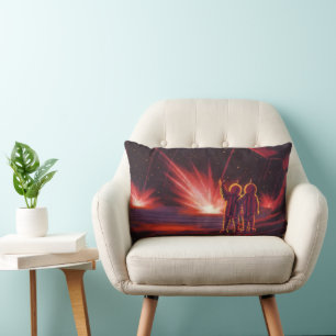 Vintage Science-Fiction-Alien roter Planet Explosi Lendenkissen