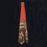 Vintage Science Fiction, Alien Steam Punk Helme Krawatte<br><div class="desc">Vintage Illustration futuristische Science Fiction Steampunk Laborbild. Ein klassisches 50er Retro-Sci-Fi-Design mit zwei Personen,  die zukünftig mit Videohelmen kommunizieren. Einer der Helme hat einen Dinosaurier auf dem Bildschirm. Ein Wissenschaftler ist verantwortlich für die Maschinen und führt das Experiment.</div>