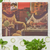 Vintage Science Fiction, Alien Steam Punk Helme Küchentuch (Gefaltet)