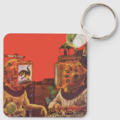 Vintage Science Fiction, Alien Steam Punk Helme Schlüsselanhänger (Rückseite)