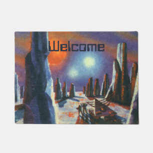 Vintage Science-Fiction-Alienplanet Fußmatte