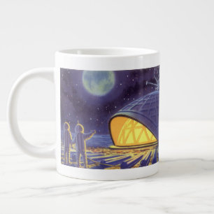 Vintage Science-Fiction-Aliens auf dem blauen Plan Jumbo-Tasse