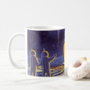 Vintage-Science-Fiction-Aliens auf dem blauen Plan Kaffeetasse