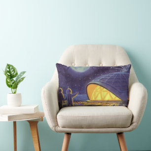 Vintage-Science-Fiction-Aliens auf dem blauen Plan Lendenkissen