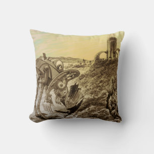 Vintage Science-Fiction-Aliens-Planeten-Konstrukti Kissen