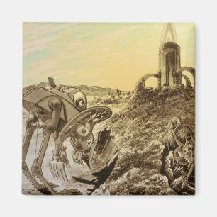 Vintage Science-Fiction-Aliens-Planeten-Konstrukti Magnet