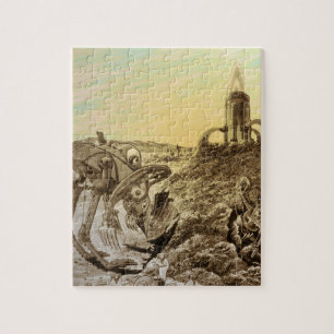 Vintage Science-Fiction-Aliens-Planeten-Konstrukti Puzzle