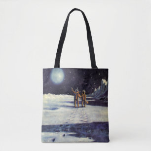 Vintage-Science-Fiction-Astronaut-Aliens auf dem M Tasche