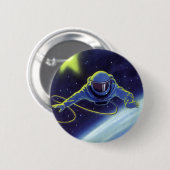 Vintage Science Fiction Astronaut auf einem Weltra Button (Vorne & Hinten)