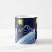 Vintage Science Fiction Astronaut auf einem Weltra Kaffeetasse (Mittel)