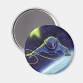 Vintage Science Fiction Astronaut auf einem Weltra Magnet (Vorderseite/Rückseite)
