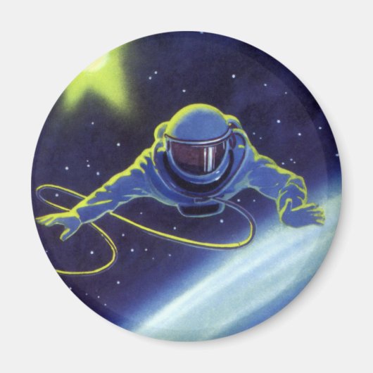 Vintage Science Fiction Astronaut auf einem Weltra Magnet (Vorne)