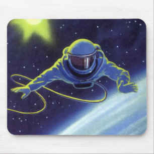 Vintage Science Fiction Astronaut auf einem Weltra Mousepad