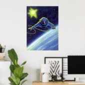 Vintage Science Fiction Astronaut auf einem Weltra Poster (Heimbüro)