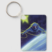 Vintage Science Fiction Astronaut auf einem Weltra Schlüsselanhänger (Vorderseite)