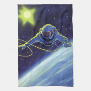 Vintage-Science-Fiction-Astronaut bei einem Weltra Handtuch