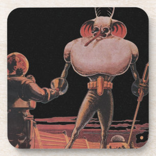 Vintage-Science-Fiction-Astronaut-Handschlag-Alien Untersetzer
