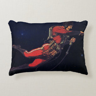Vintage-Science-Fiction-Astronaut im Weltraum Dekokissen