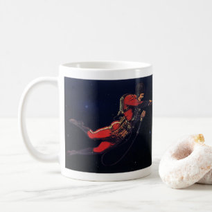 Vintage-Science-Fiction-Astronaut im Weltraum Kaffeetasse