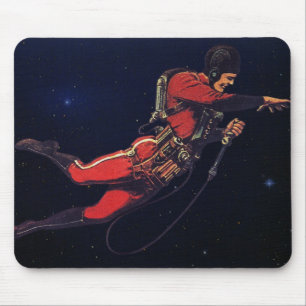 Vintage-Science-Fiction-Astronaut im Weltraum Mousepad