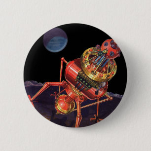 Vintage Science Fiction Astronaut mit Alien Robot Button