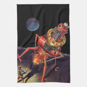 Vintage Science Fiction Astronaut mit Alien Robot Handtuch