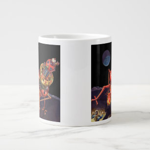 Vintage Science Fiction Astronaut mit Alien Robot Jumbo-Tasse
