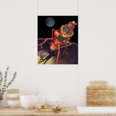Vintage Science Fiction Astronaut mit Alien Robot Poster (Küche)