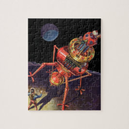 Vintage Science Fiction Astronaut mit Alien Robot Puzzle