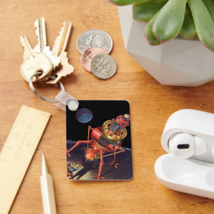 Vintage Science Fiction Astronaut mit Alien Robot Schlüsselanhänger