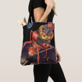 Vintage Science Fiction Astronaut mit Alien Robot Tasche (Von Nahem)
