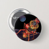 Vintage-Science-Fiction-Astronaut mit Alien-Robote Button (Vorne & Hinten)
